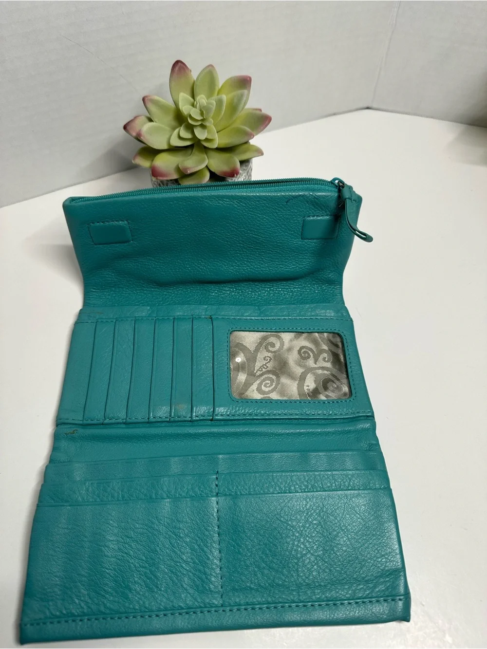Brighton Turquoise Fold-Over Leather Clutch